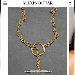 Alexis Bittar Solanales Gold Crystal Toggle Necklace